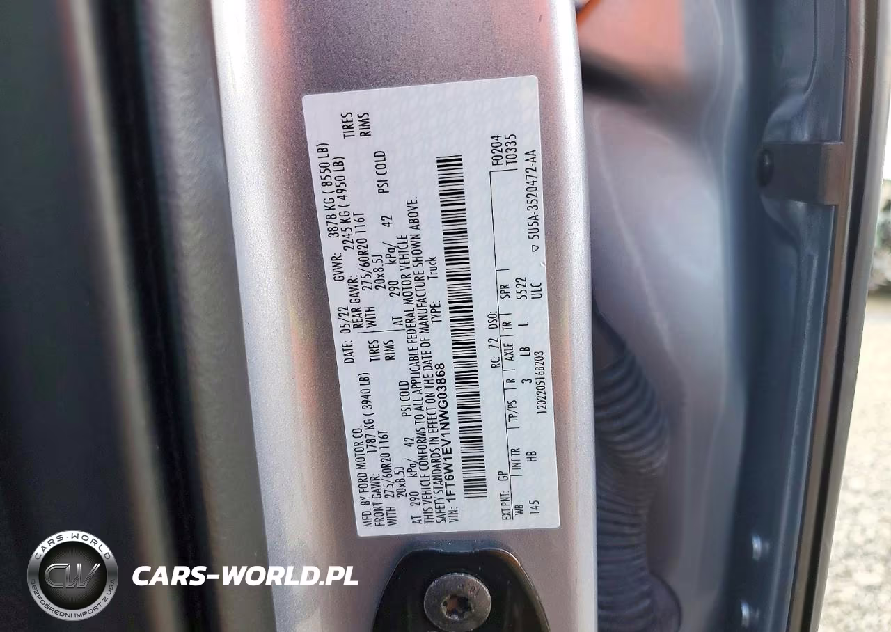 2022 Ford F150 Lightning Lariat VIN:1FT6W1EV1NWG03868 - 12