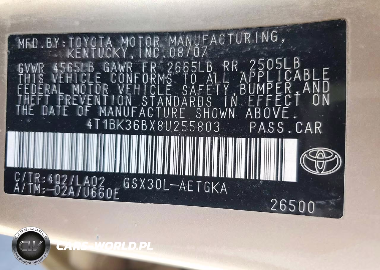 2008 Toyota Avalon Xls VIN:4T1BK36BX8U255803 - 13