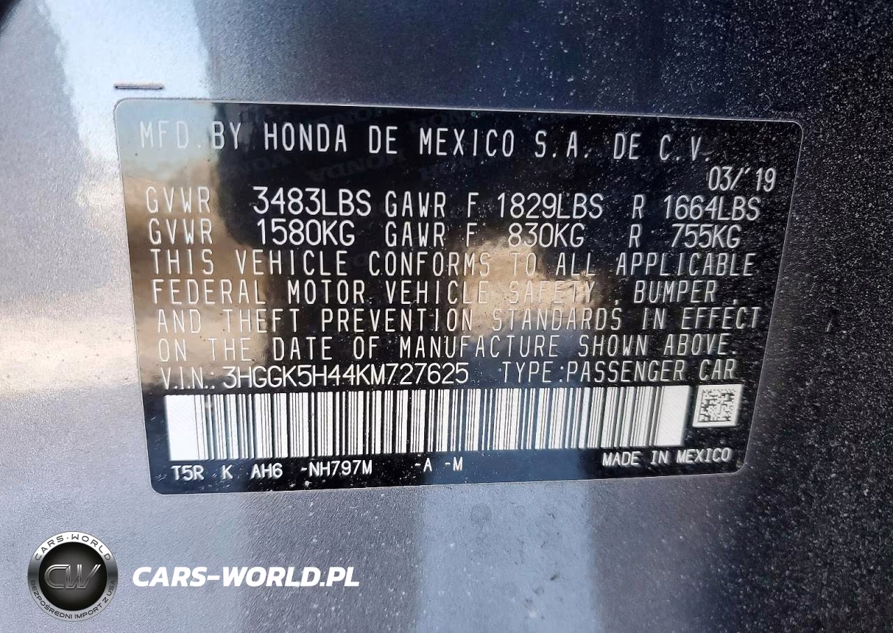 2019 Honda Fit Lx VIN:3HGGK5H44KM727625 - 12