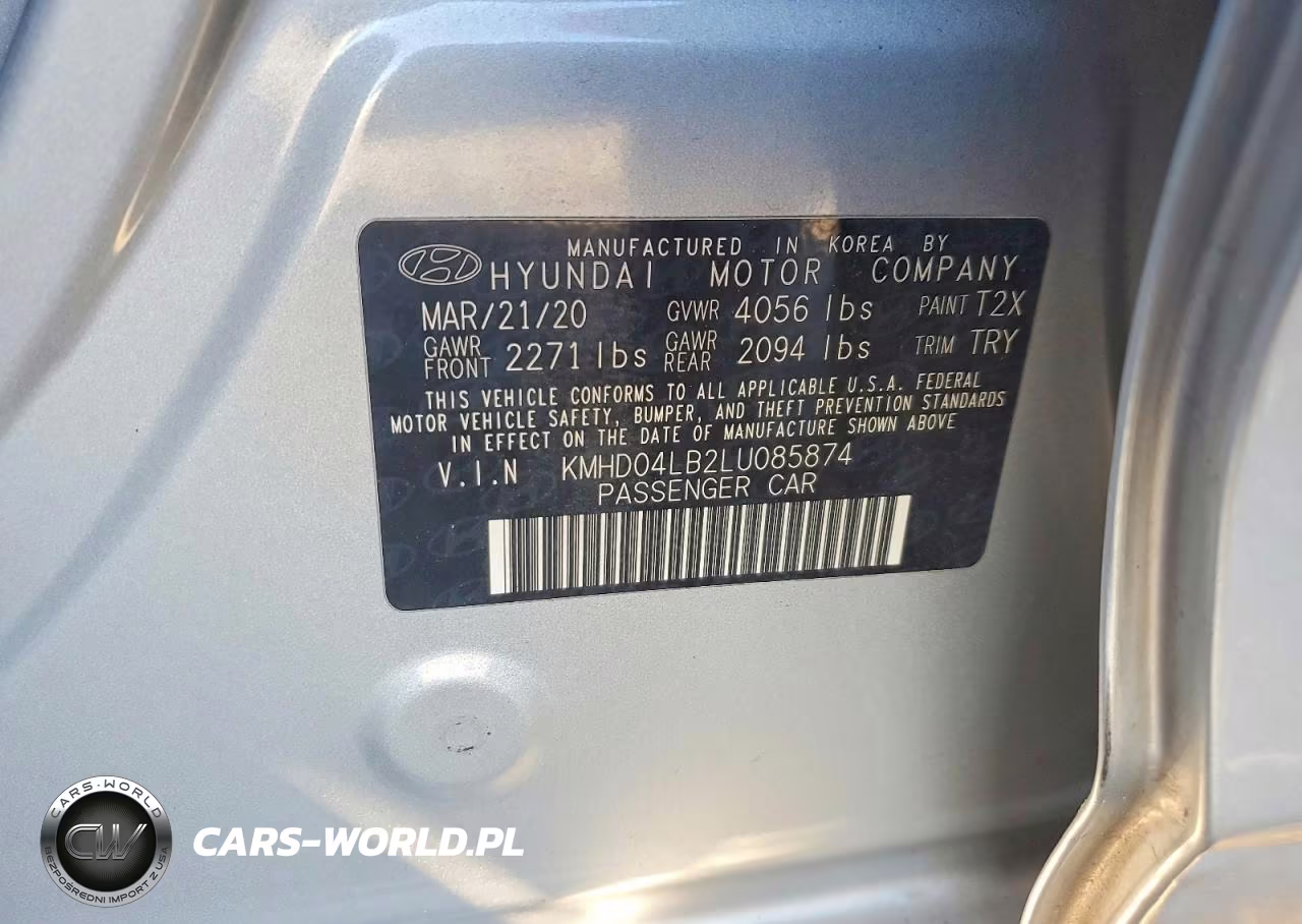 2020 Hyundai Elantra Sport VIN:KMHD04LB2LU085874 - 12