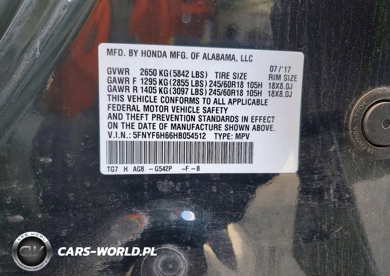 2017 Honda Pilot Exl VIN:5FNYF6H66HB054512 - 13