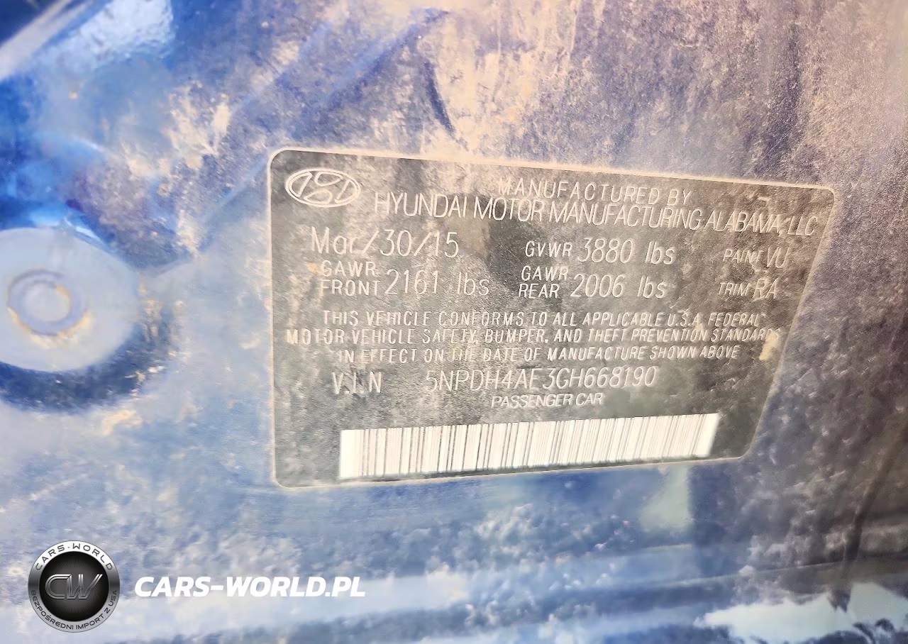 2016 Hyundai Elantra Limited VIN:5NPDH4AE3GH668190 - 12