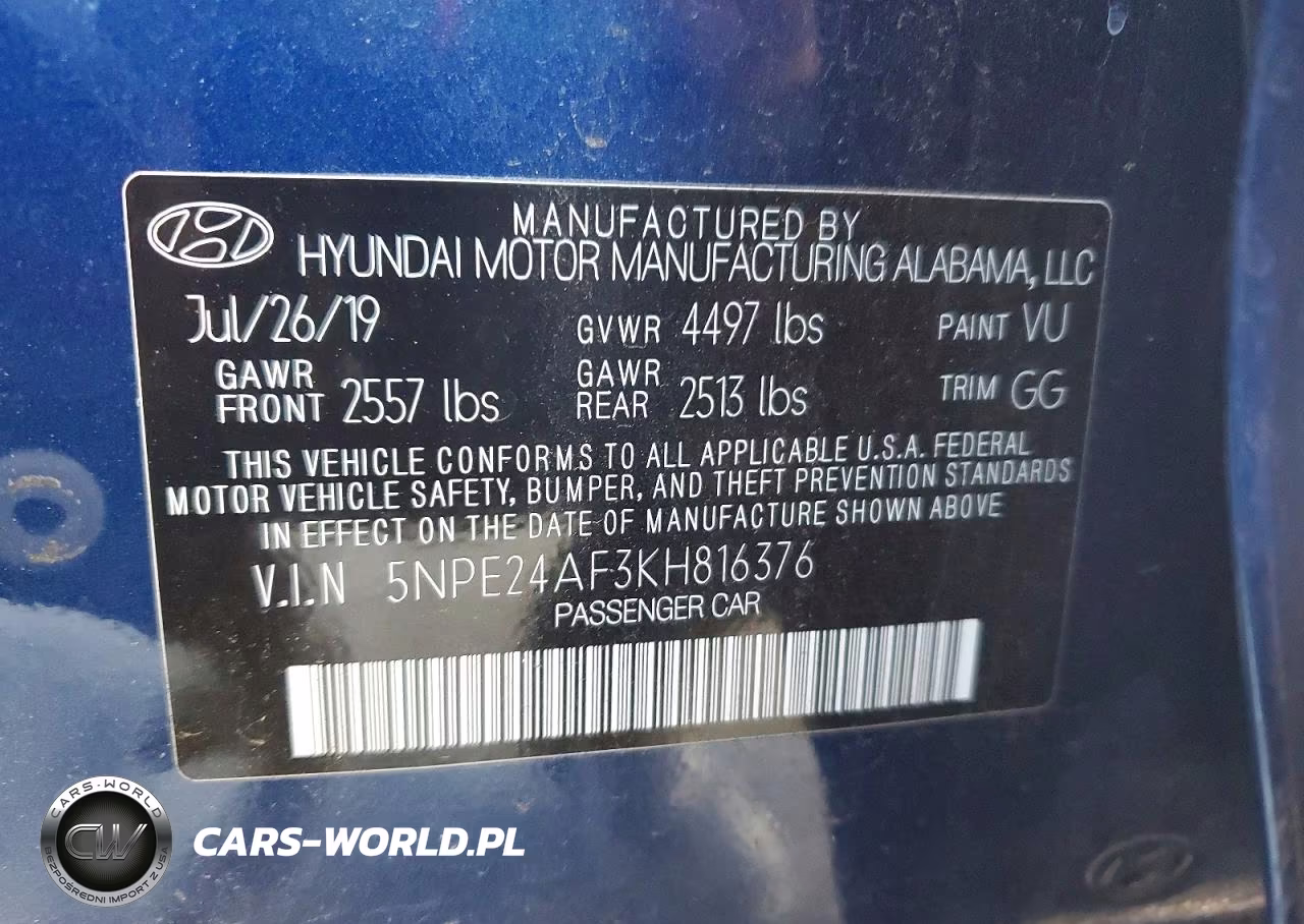 2019 Hyundai Sonata Se VIN:5NPE24AF3KH816376 - 12