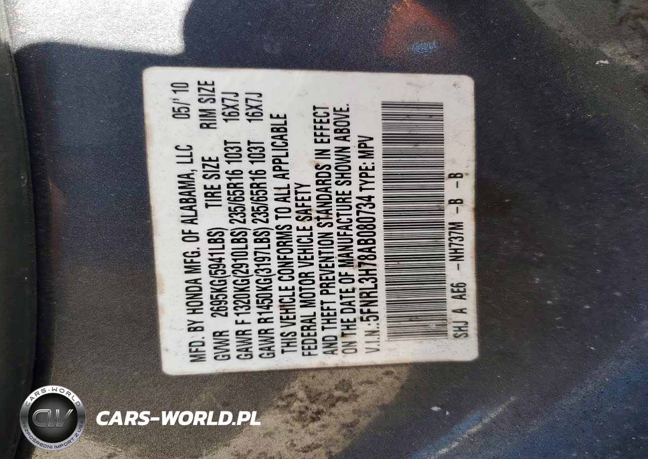 2010 Honda Odyssey Exl VIN:5FNRL3H78AB080734 - 13