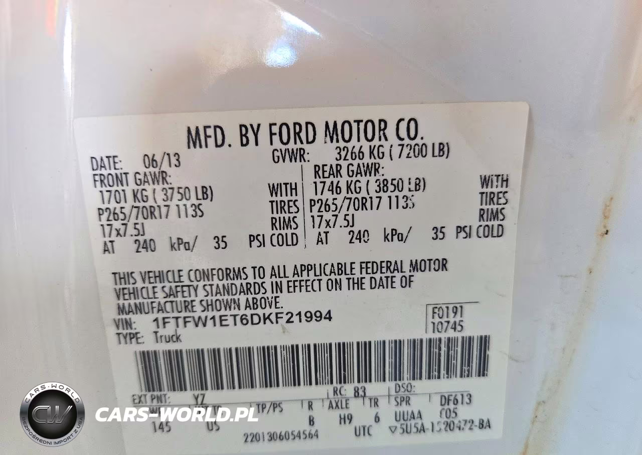 2013 Ford F150 Supercrew VIN:1FTFW1ET6DKF21994 - 12