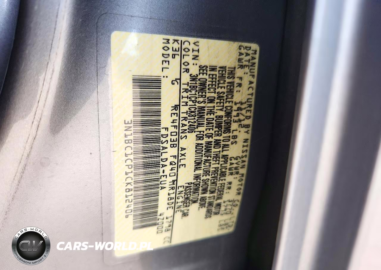 2012 Nissan Versa 1.8 S VIN:3N1BC1CP1CK812406 - 12