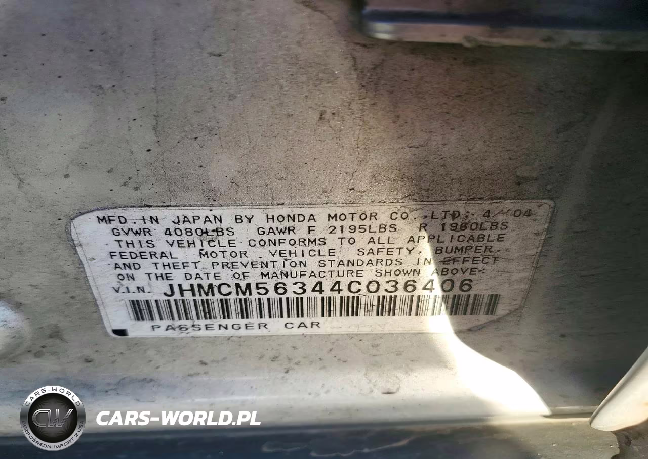 2004 Honda Accord Lx VIN:JHMCM56344C036406 - 12