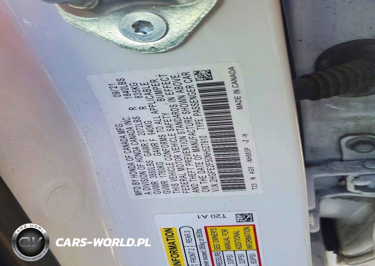 2022 Honda Civic Sport VIN:2HGFE2F50NH527910 - 12