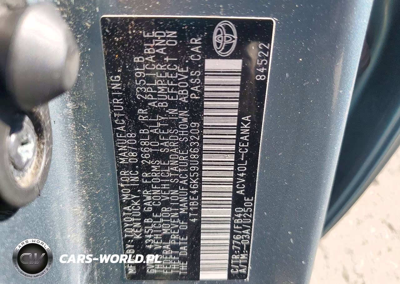 2009 Toyota Camry Le VIN:4T1BE46K59U863209 - 12