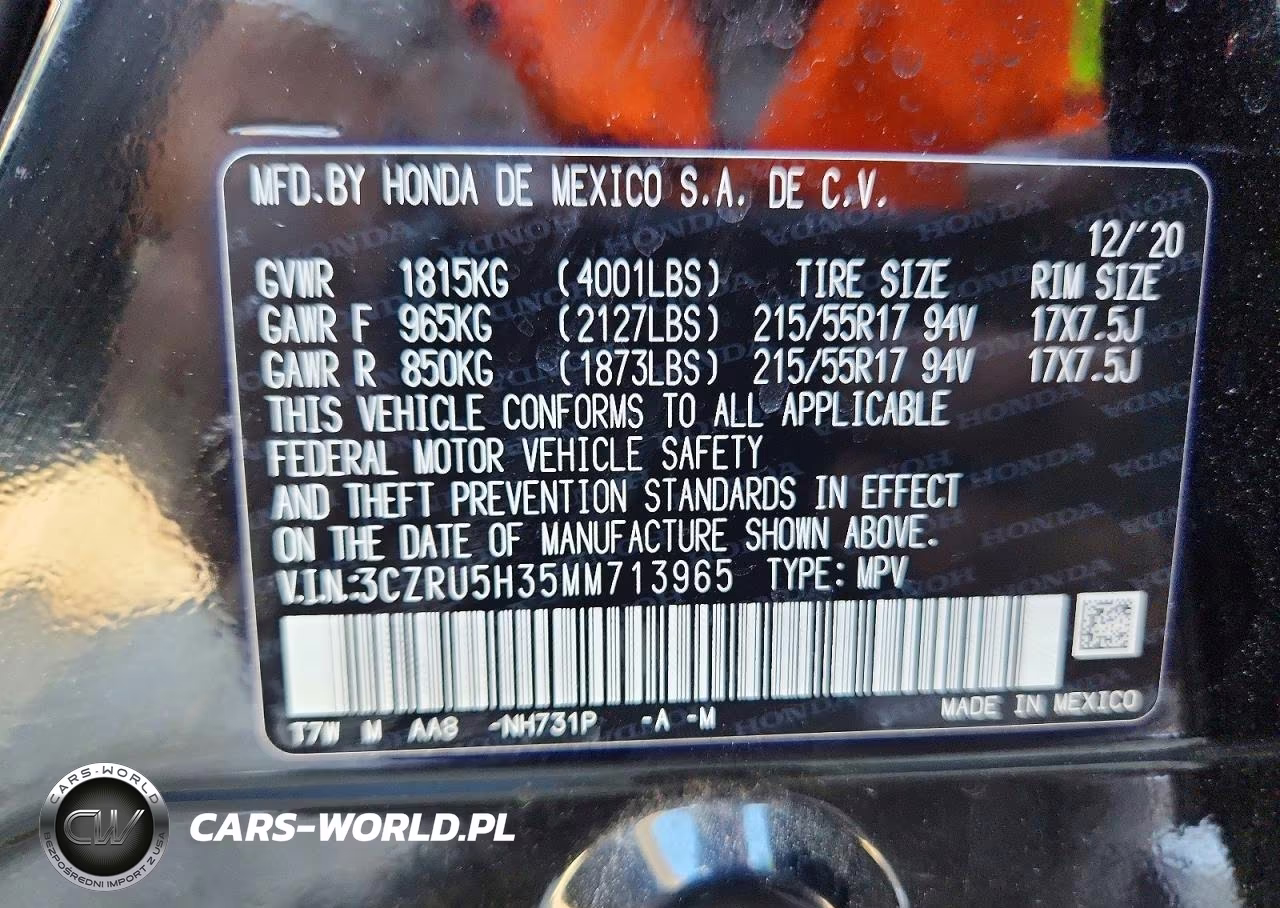 2021 Honda Hr-V Lx VIN:3CZRU5H35MM713965 - 14