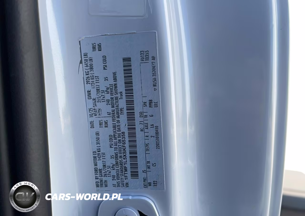 2025 Ford F150 Xl VIN:1FTMF1L5XSKF65358 - 10