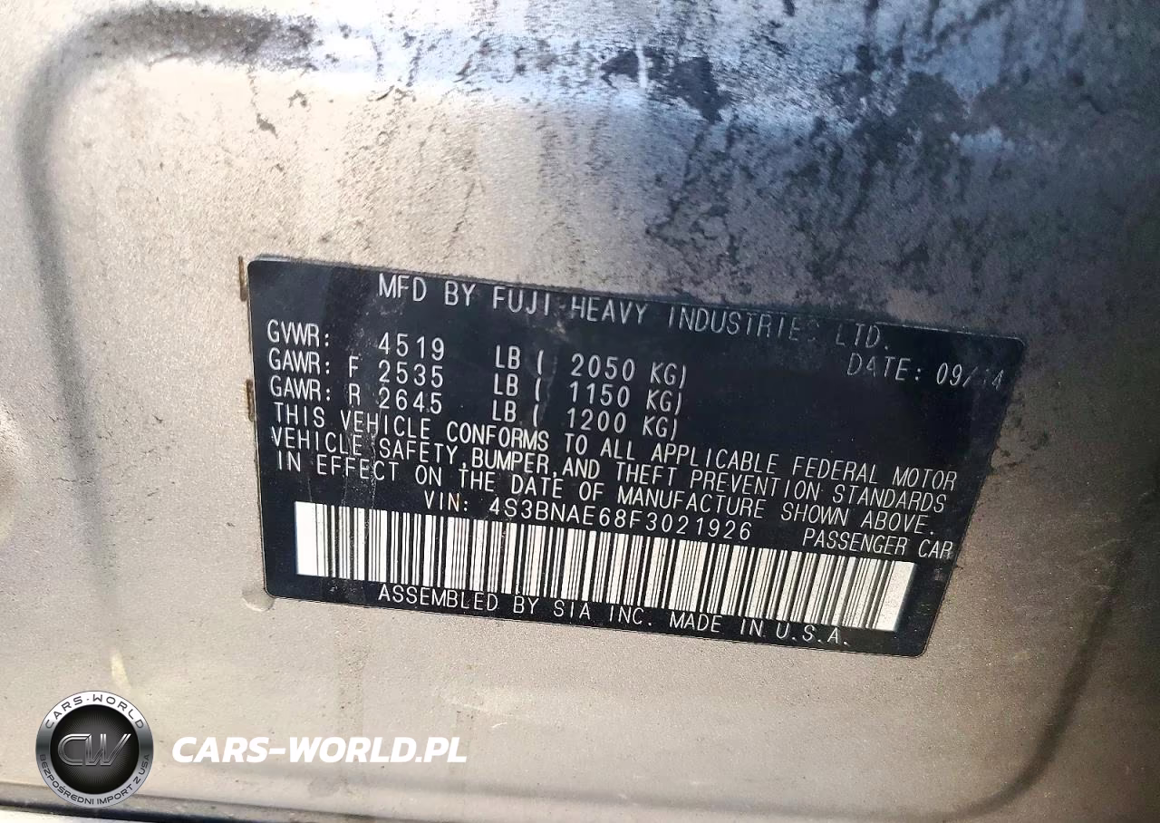 2015 Subaru Legacy 2.5I Premium VIN:4S3BNAE68F3021926 - 12