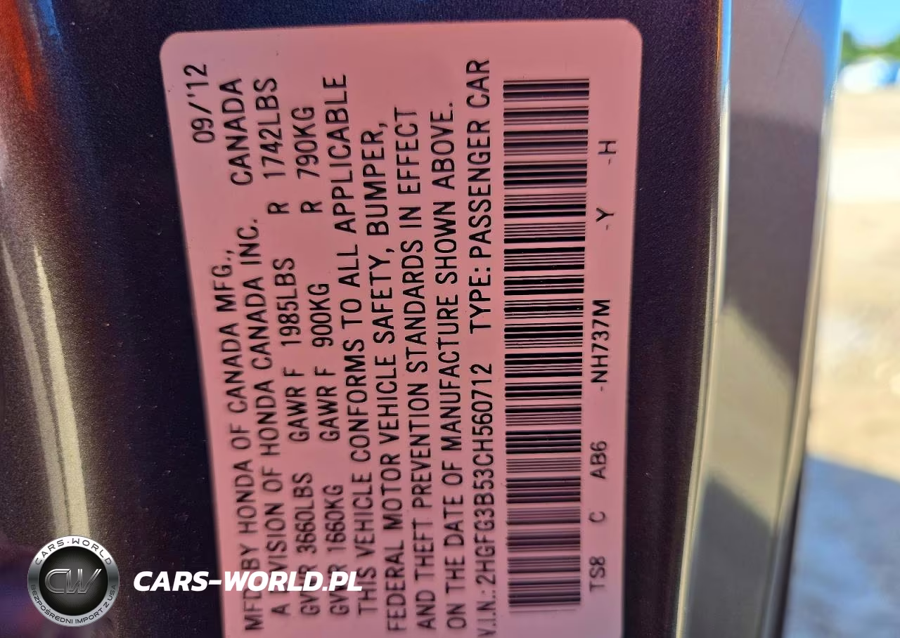 2012 Honda Civic Lx VIN:2HGFG3B53CH560712 - 13