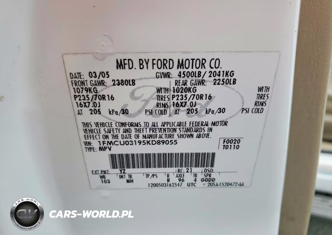 2005 Ford Escape Xlt VIN:1FMCU03195KD89055 - 12