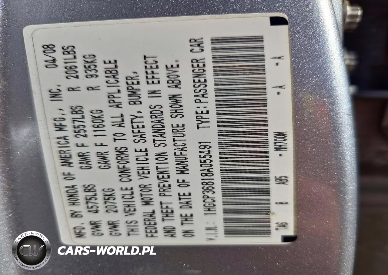 2008 Honda Accord Exl VIN:1HGCP36818A055491 - 13