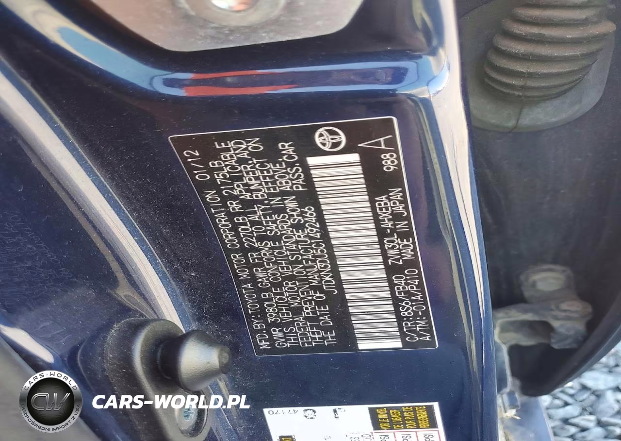 2012 Toyota Prius Two VIN:JTDKN3DU5C1492466 - 12