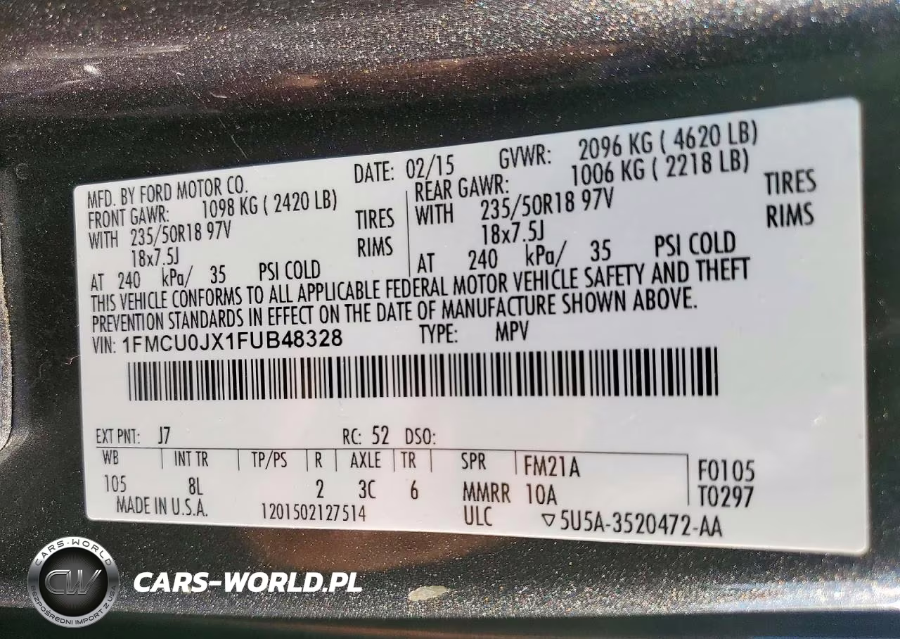2015 Ford Escape Titanium VIN:1FMCU0JX1FUB48328 - 14