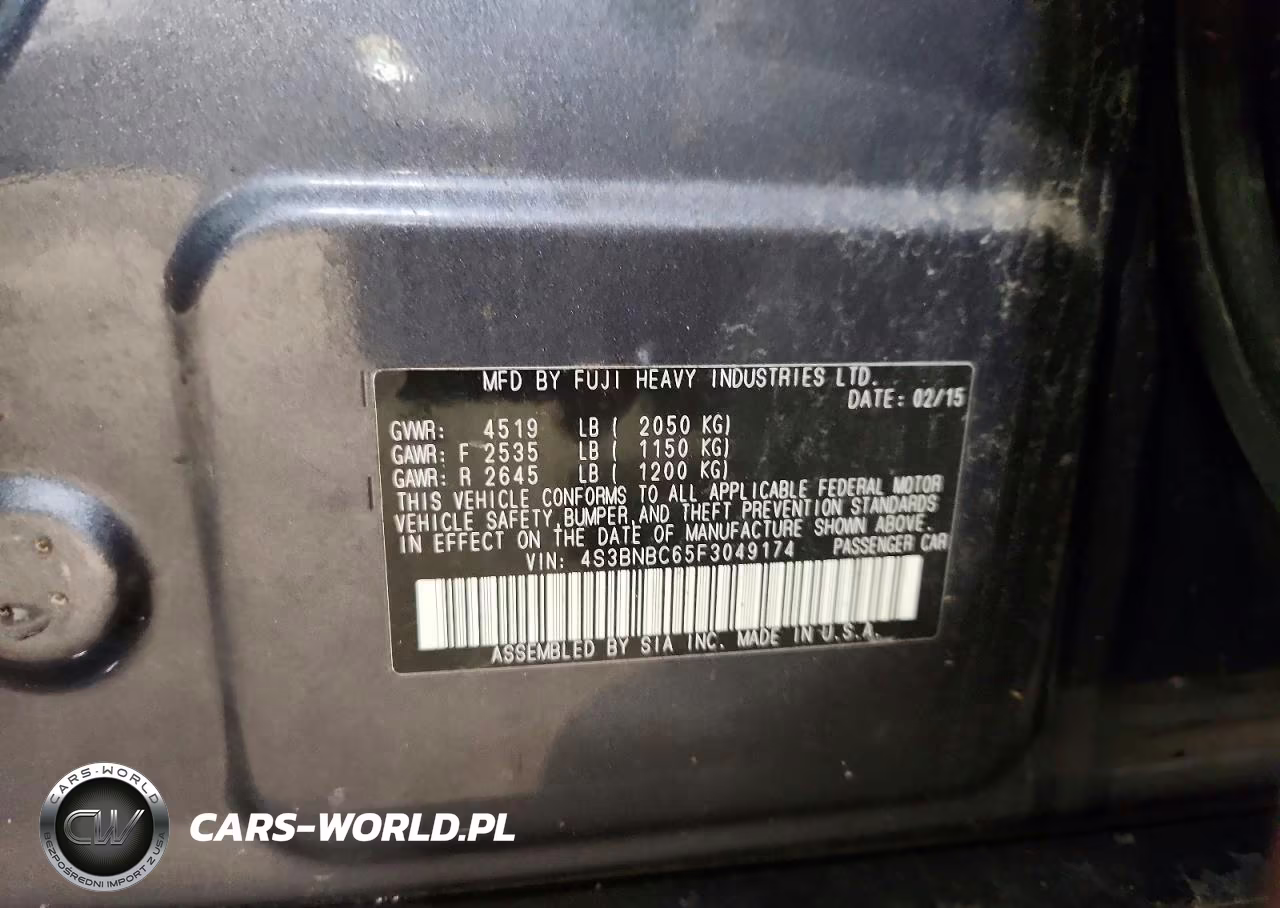 2015 Subaru Legacy 2.5I Premium VIN:4S3BNBC65F3049174 - 12