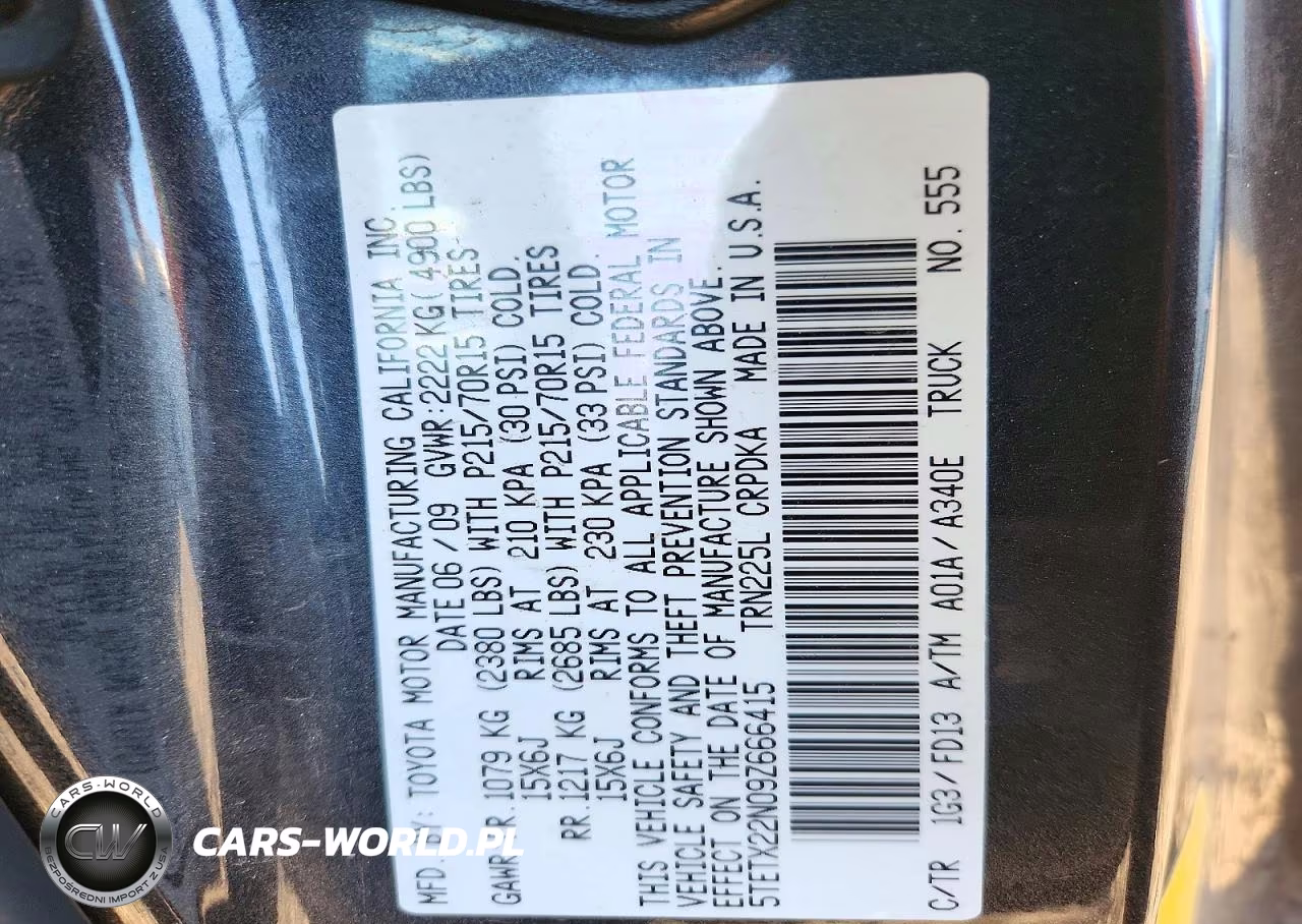 2009 Toyota Tacoma Base VIN:5TETX22N09Z666415 - 12