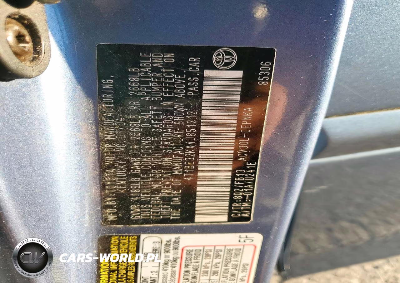 2004 Toyota Camry Le VIN:4T1BE32KX4U851212 - 12