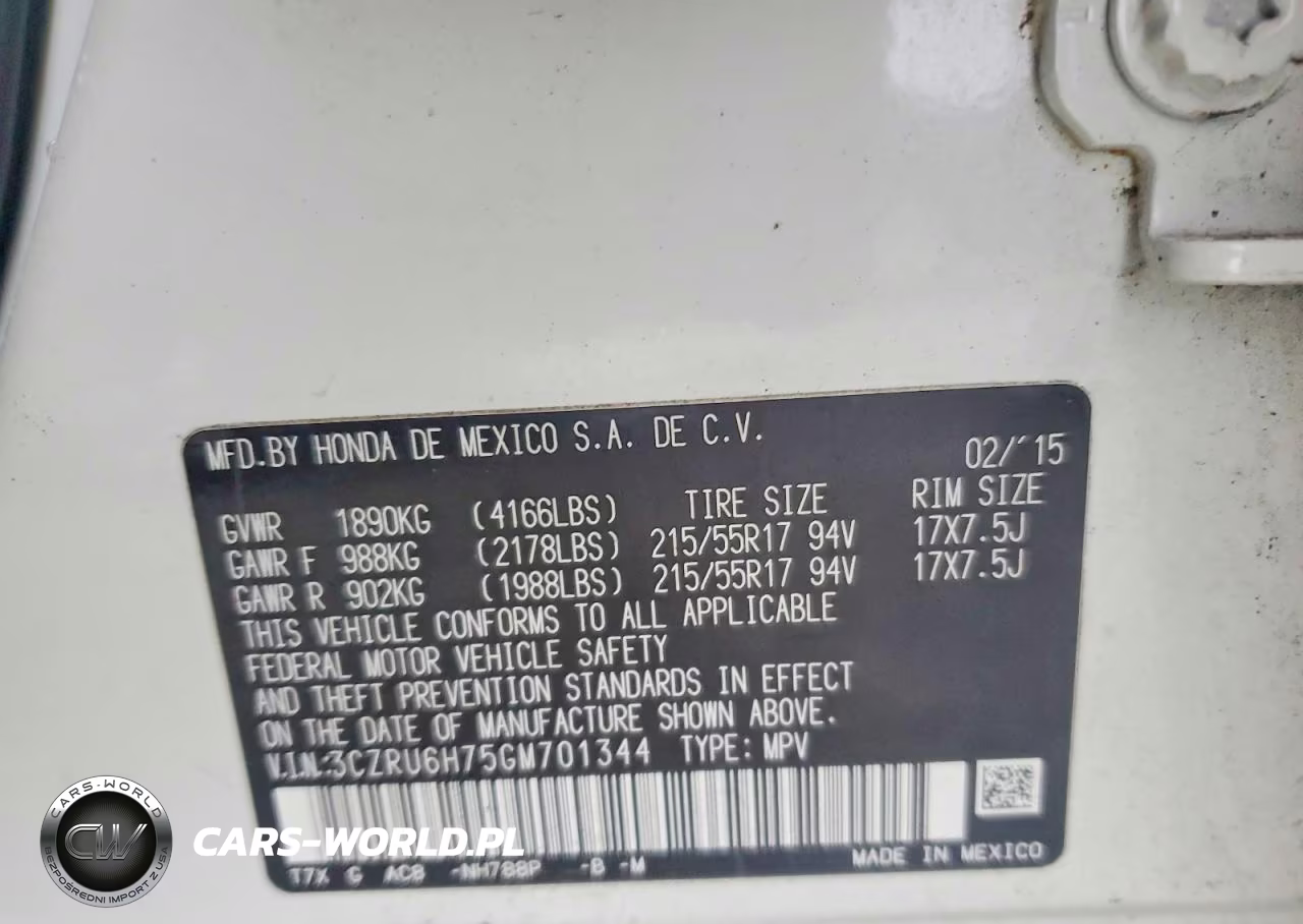 2016 Honda Hr-V Exl VIN:3CZRU6H75GM701344 - 12