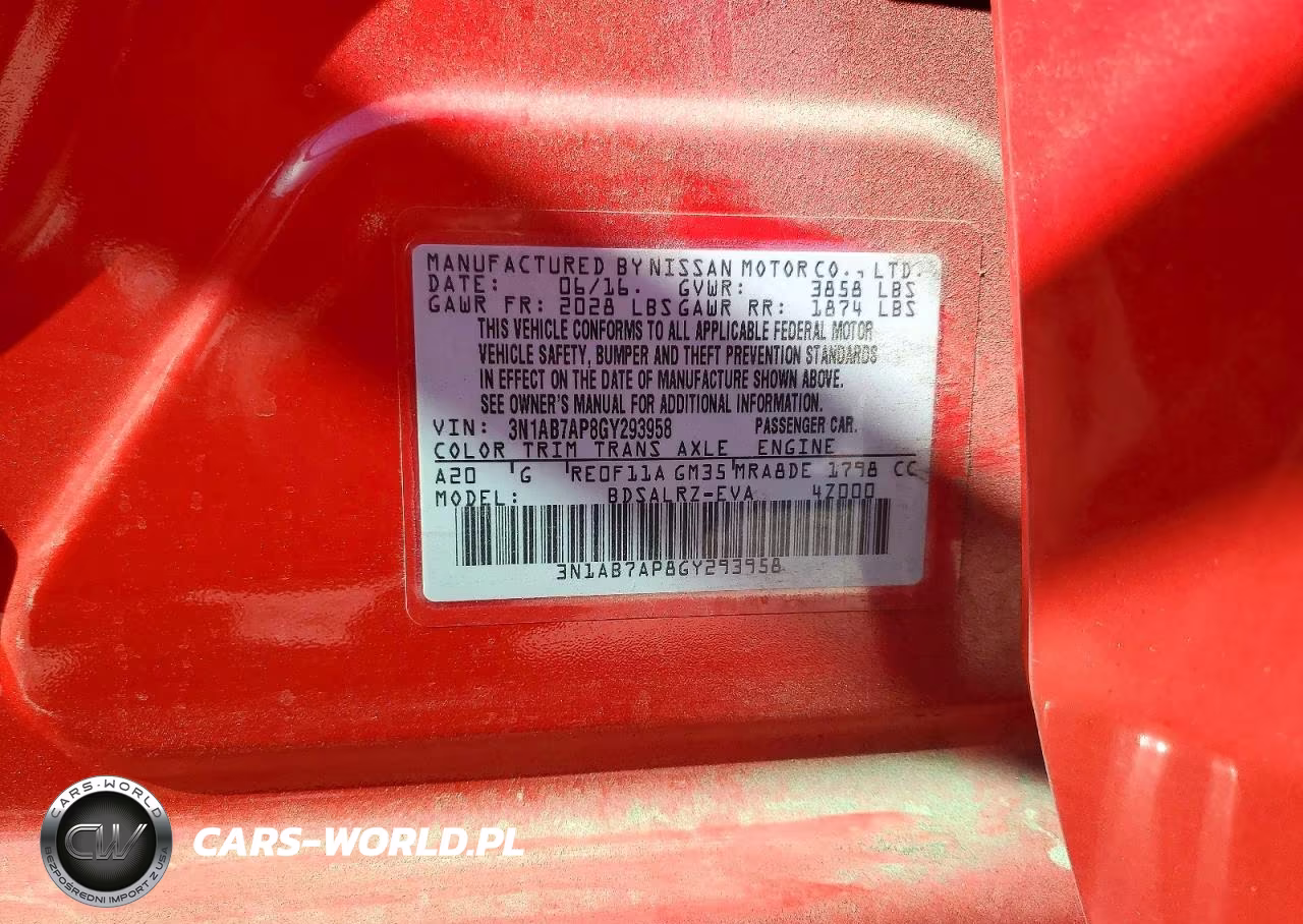 2016 Nissan Sentra Sr VIN:3N1AB7AP8GY293958 - 12