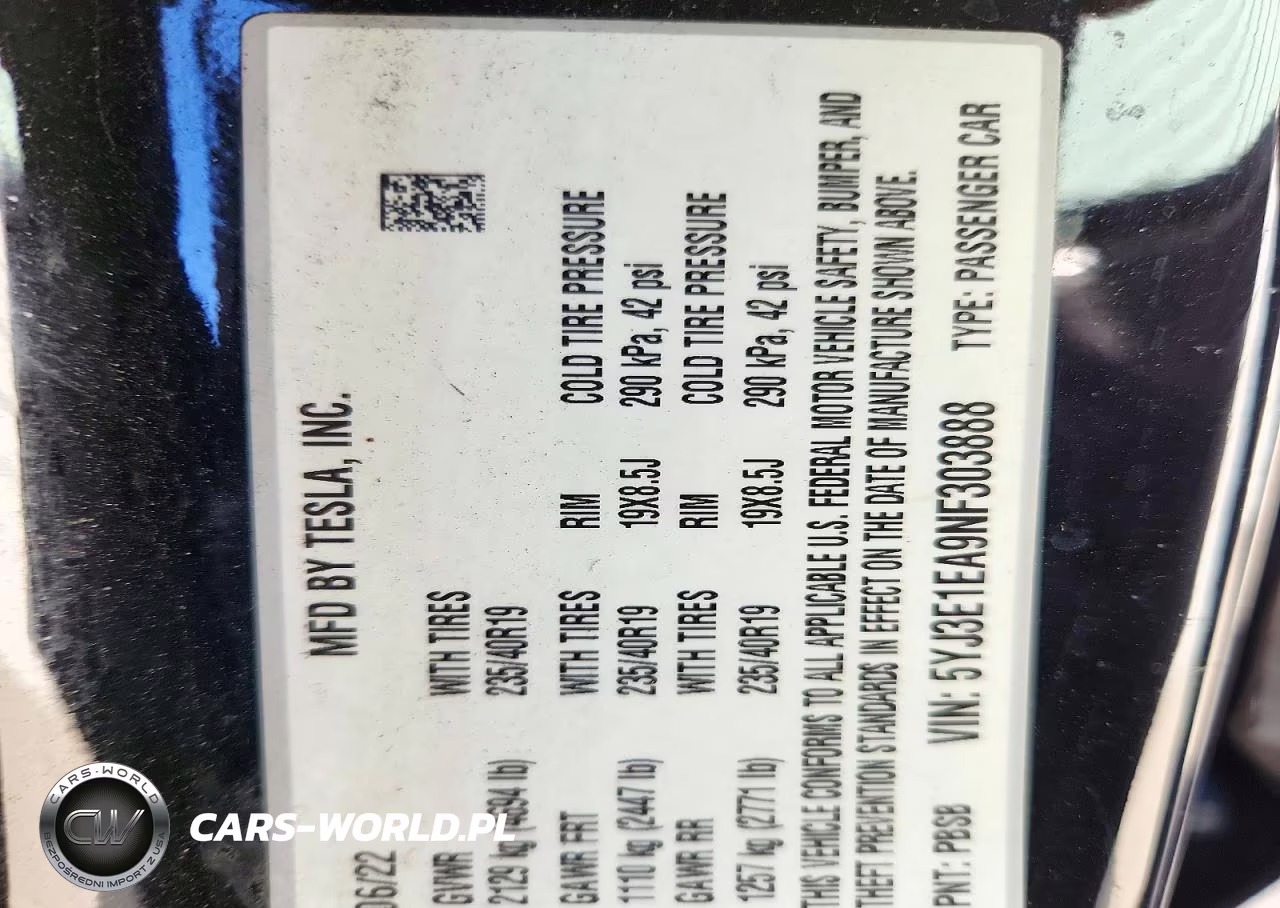 2022 Tesla Model 3 VIN:5YJ3E1EA9NF303888 - 12