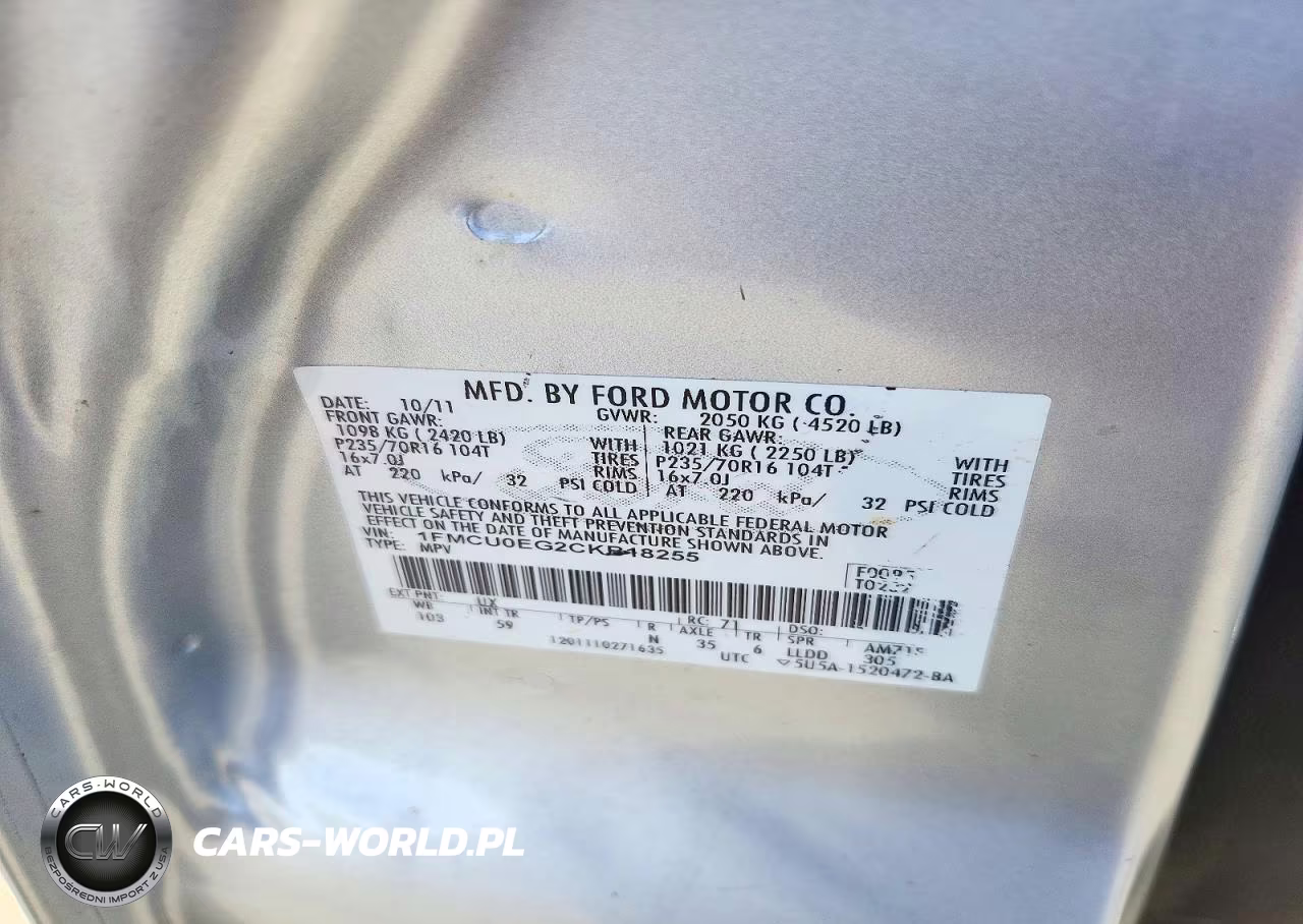 2012 Ford Escape Limited VIN:1FMCU0EG2CKB18255 - 12