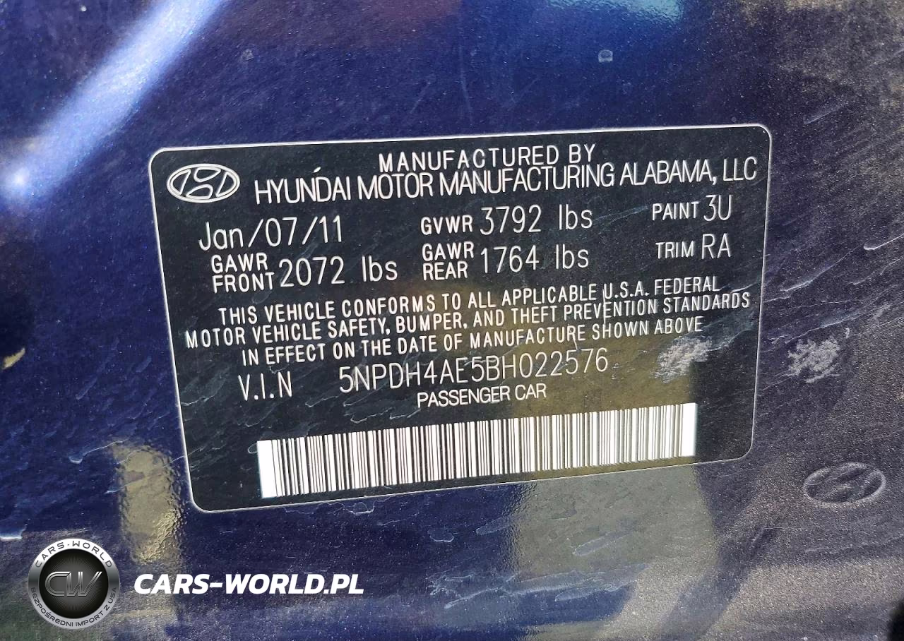 2011 Hyundai Elantra Gls VIN:5NPDH4AE5BH022576 - 12