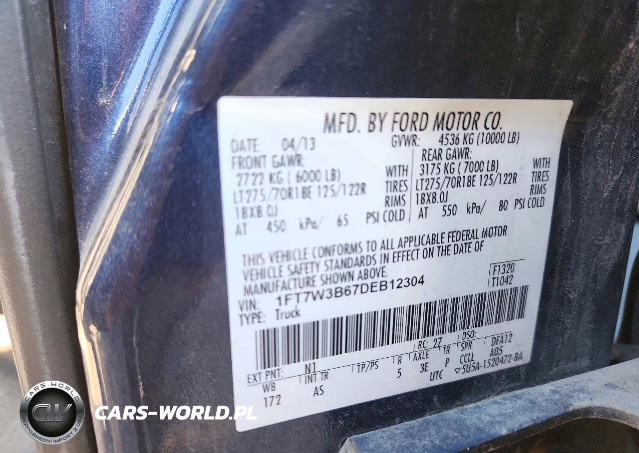 2013 Ford F350 Super Duty VIN:1FT7W3B67DEB12304 - 12