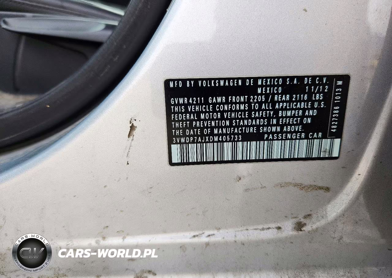 2013 Volkswagen Jetta Se VIN:3VWDP7AJXDM405733 - 12