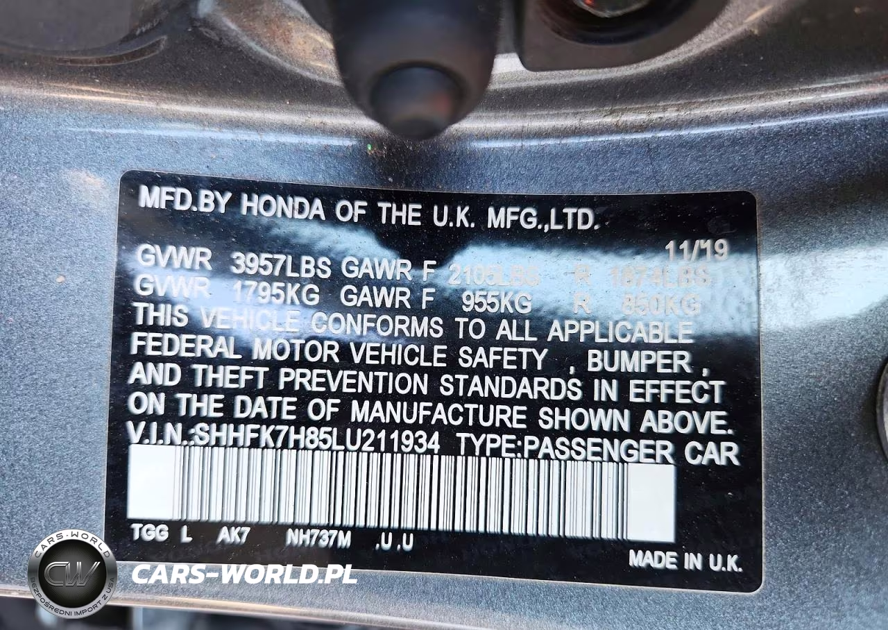 2020 Honda Civic Exl VIN:SHHFK7H85LU211934 - 12