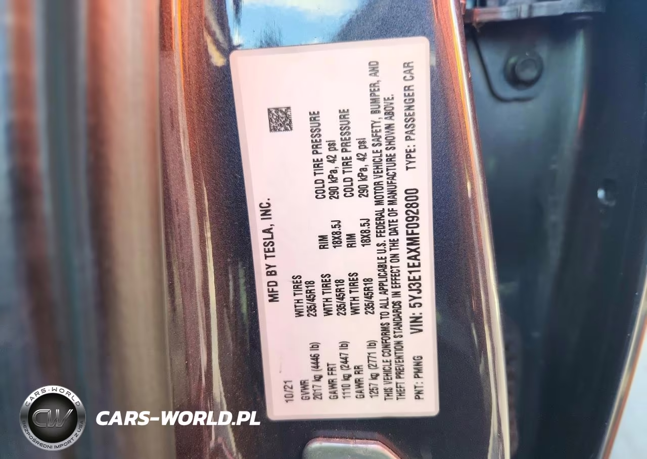 2021 Tesla Model 3 VIN:5YJ3E1EAXMF092800 - 12