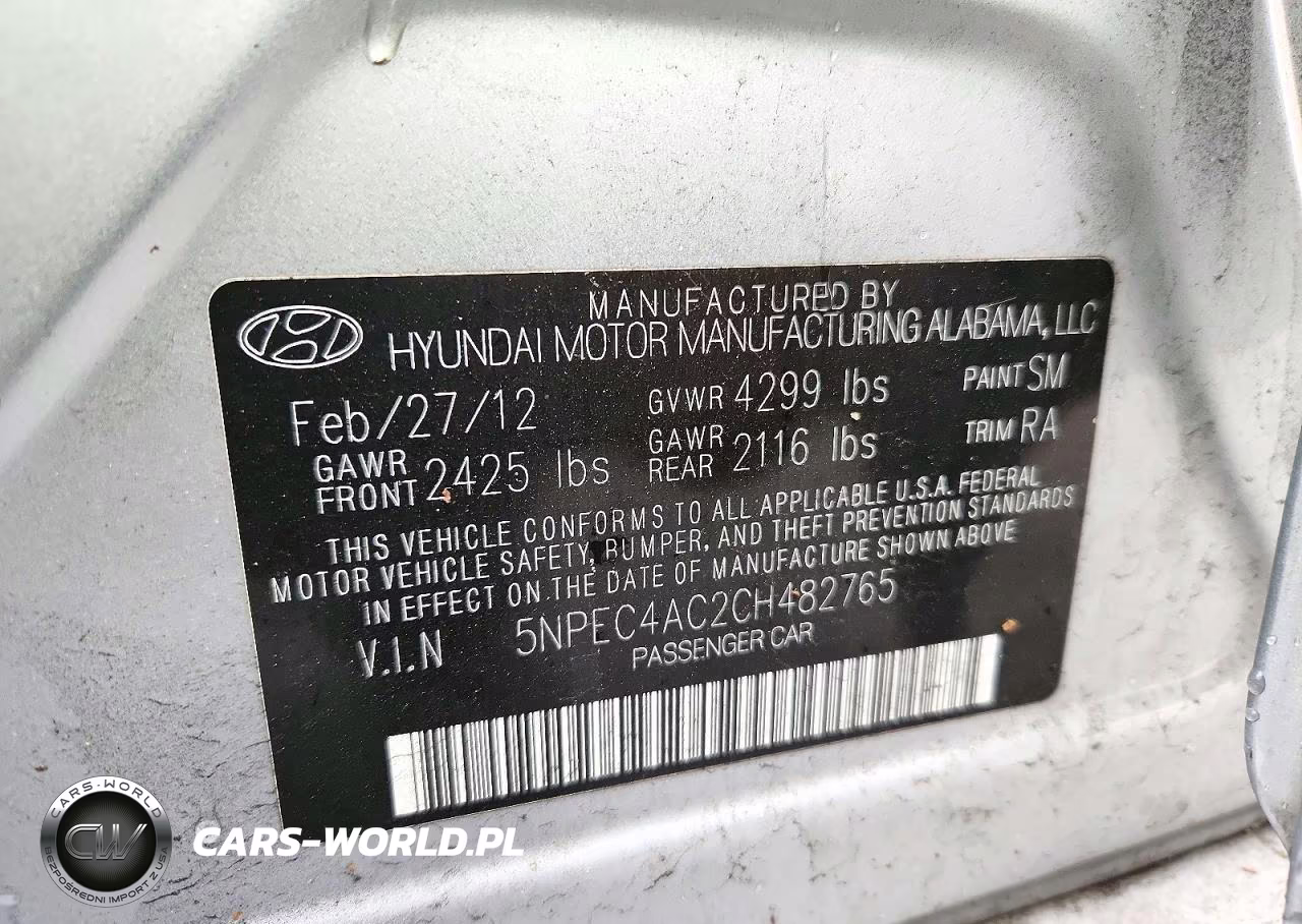 2012 Hyundai Sonata Limited VIN:5NPEC4AC2CH482765 - 12