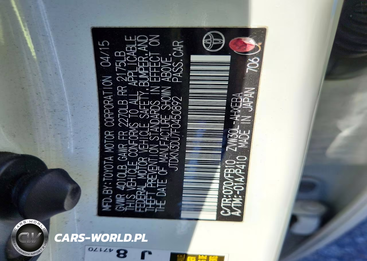 2015 Toyota Prius Two VIN:JTDKN3DU7F0450892 - 13