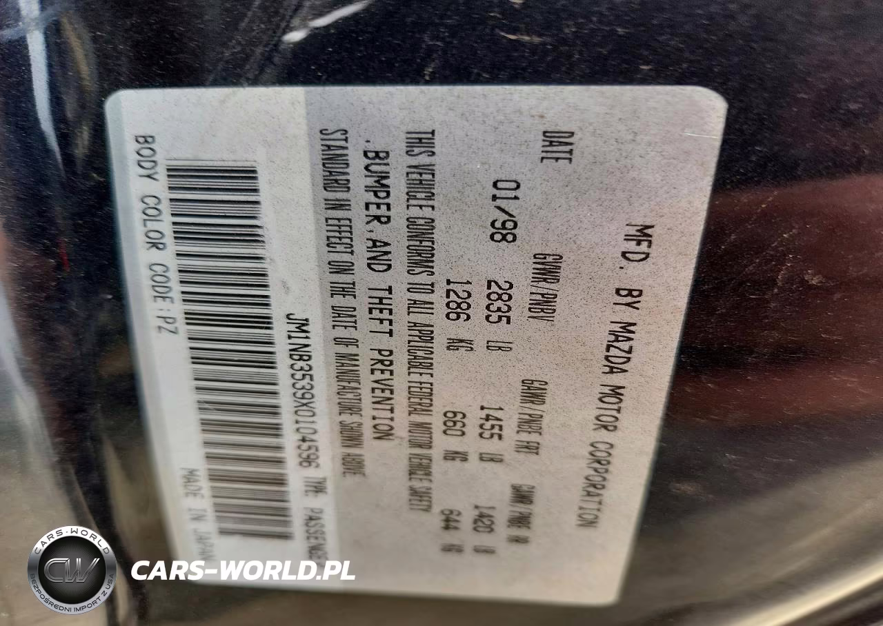 1999 Mazda Mx-5 Miata VIN:JM1NB3539X0104596 - 12