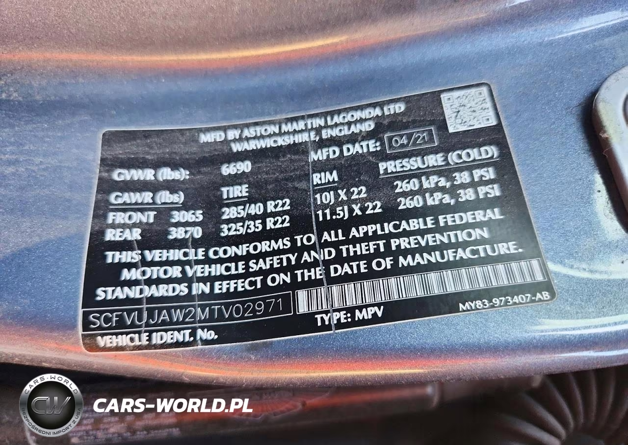 2021 Aston Martin Dbx VIN:SCFVUJAW2MTV02971 - 13