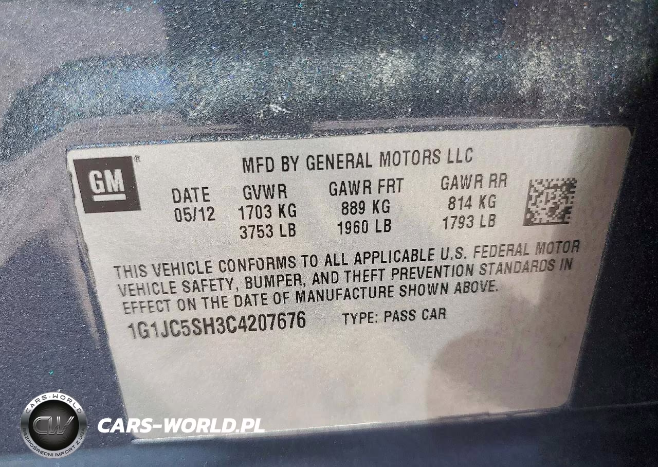 2012 Chevrolet Sonic Lt VIN:1G1JC5SH3C4207676 - 12