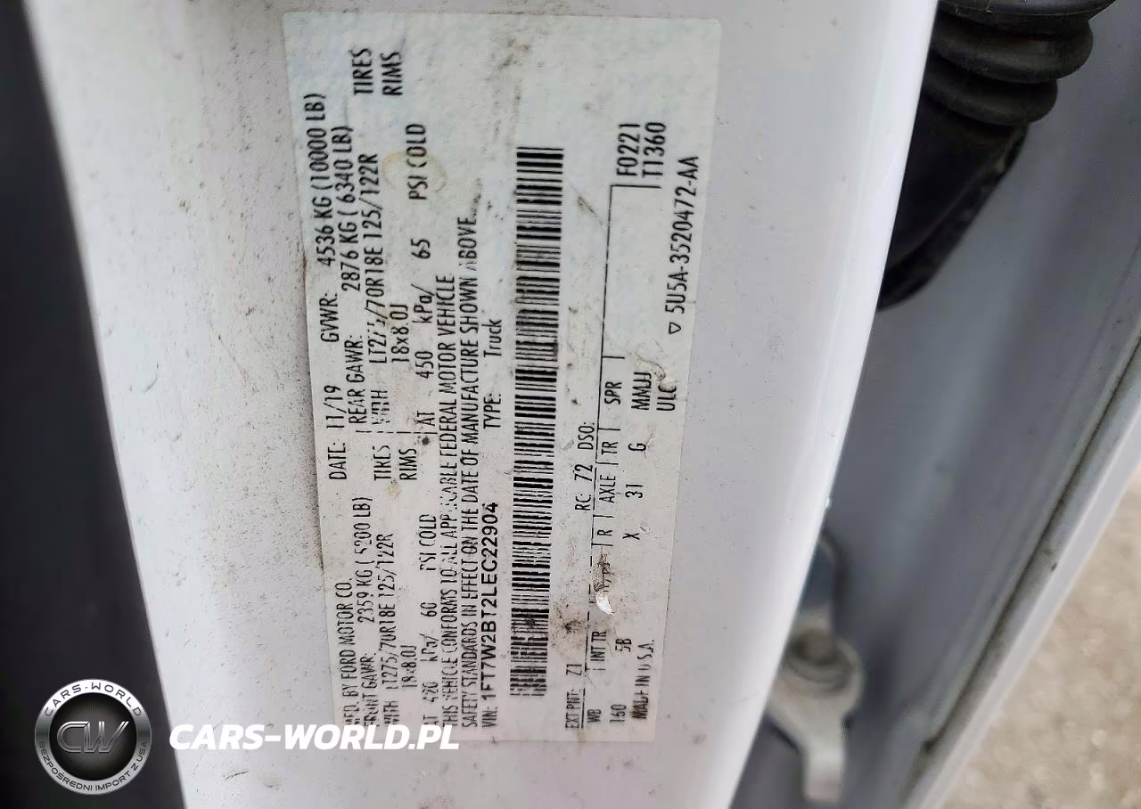 2020 Ford F250 Super Duty VIN:1FT7W2BT2LEC22904 - 12