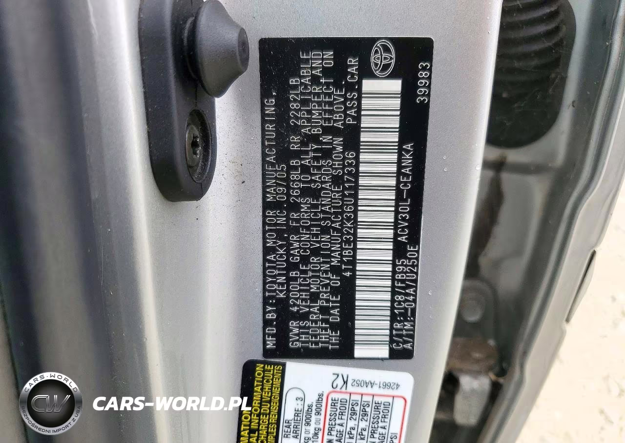2006 Toyota Camry Le VIN:4T1BE32K36U117336 - 12