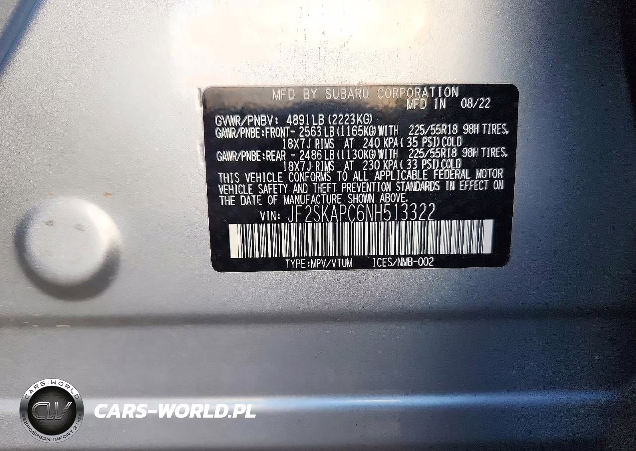 2022 Subaru Forester Limited VIN:JF2SKAPC6NH513322 - 13