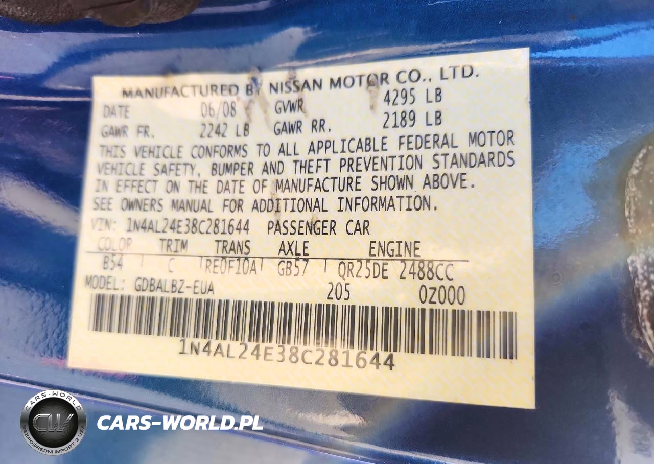 2008 Nissan Altima 2.5 S VIN:1N4AL24E38C281644 - 13