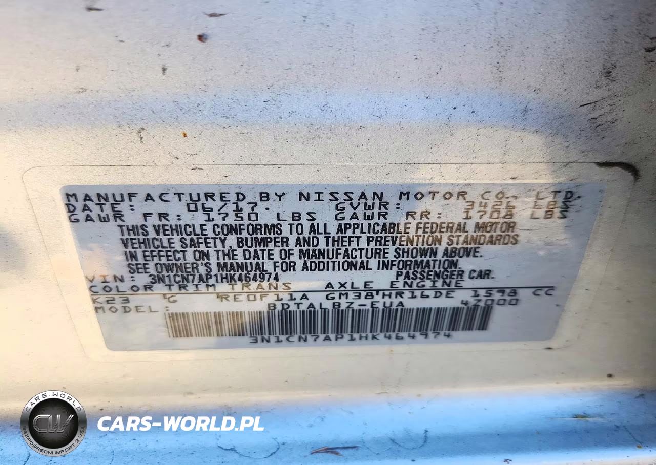 2017 Nissan Versa 1.6 Sv VIN:3N1CN7AP1HK464974 - 12