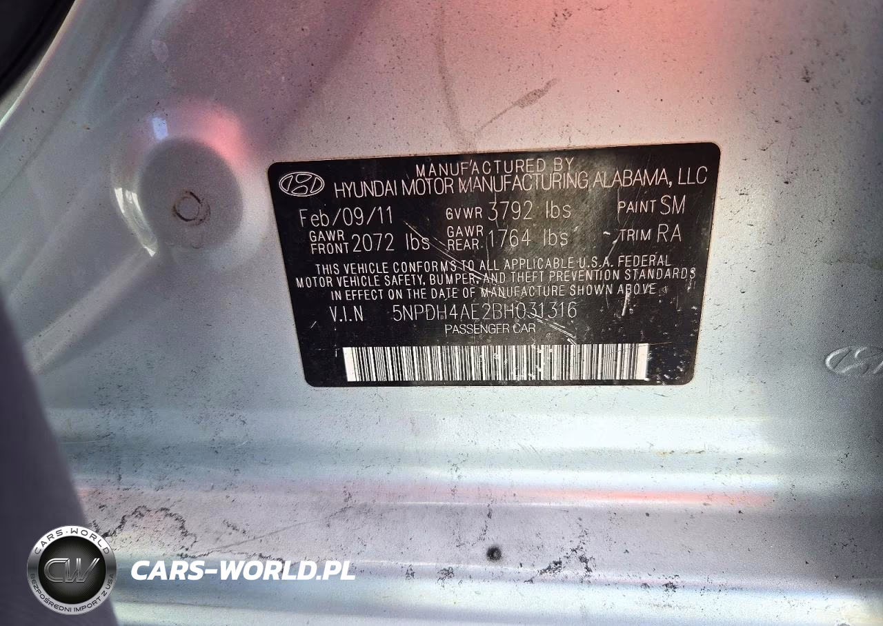 2011 Hyundai Elantra Gls VIN:5NPDH4AE2BH031316 - 12