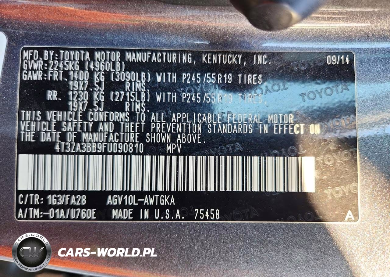 2015 Toyota Venza Le VIN:4T3ZA3BB9FU090810 - 13