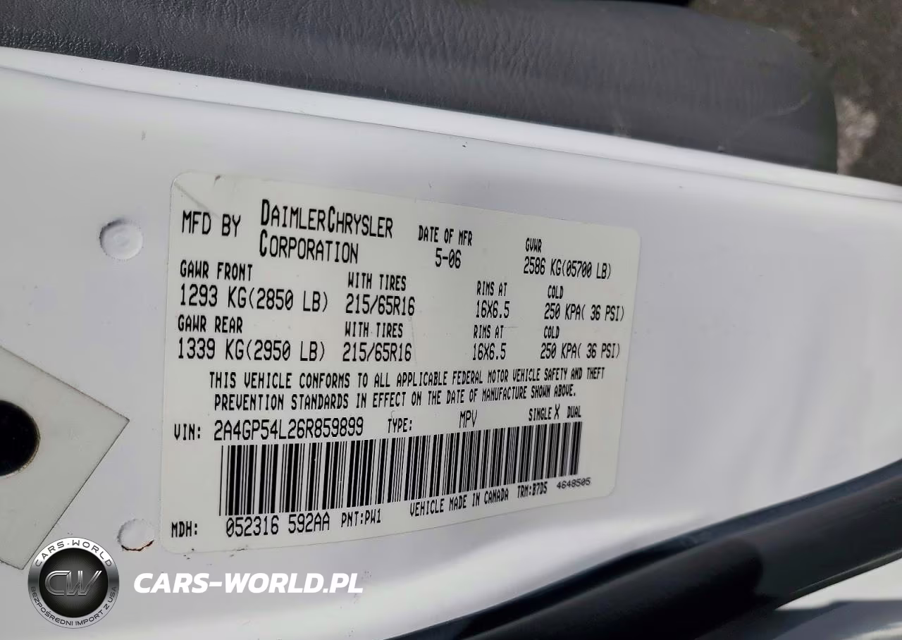 2006 Chrysler Town & Country Touring VIN:2A4GP54L26R859899 - 13
