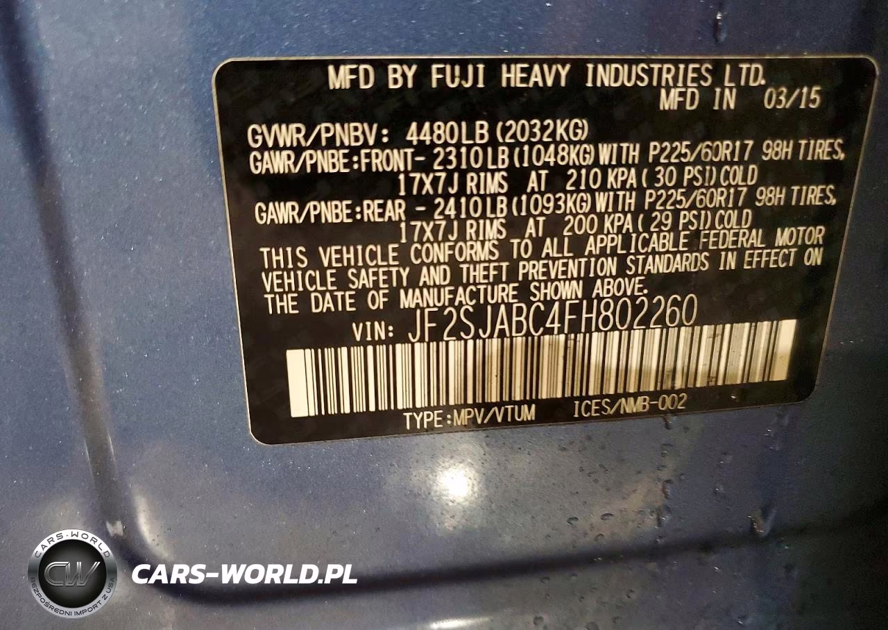 2015 Subaru Forester 2.5I VIN:JF2SJABC4FH802260 - 13