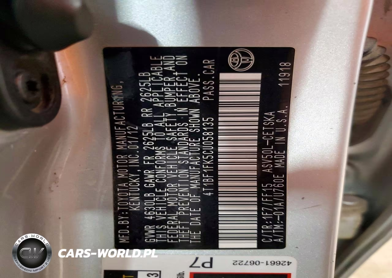 2012 Toyota Camry Se VIN:4T1BF1FK5CU058135 - 12