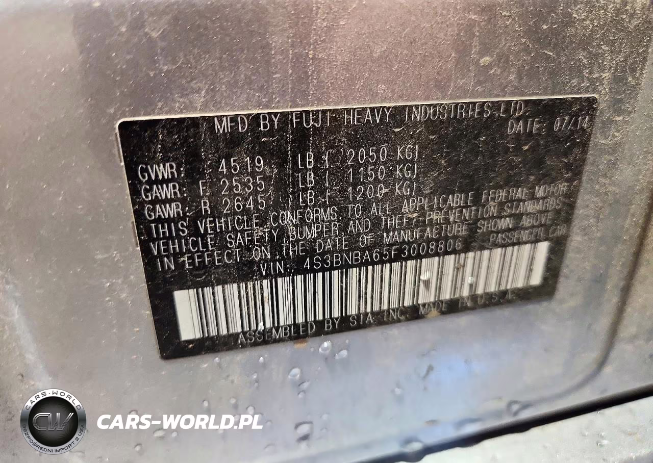 2015 Subaru Legacy 2.5I VIN:4S3BNBA65F3008806 - 13