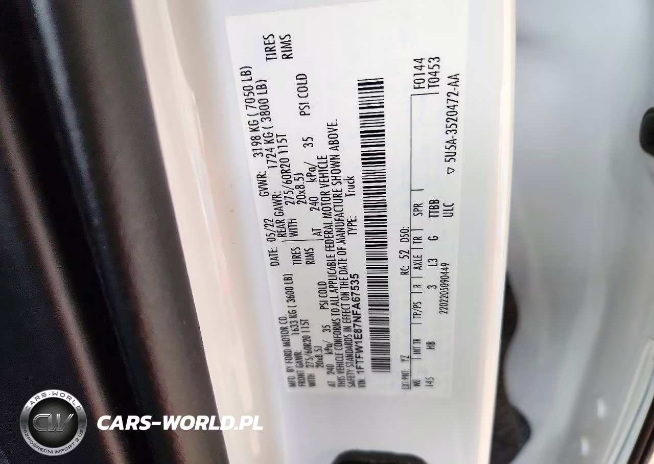 2022 Ford F150 Supercrew VIN:1FTFW1E87NFA67535 - 12